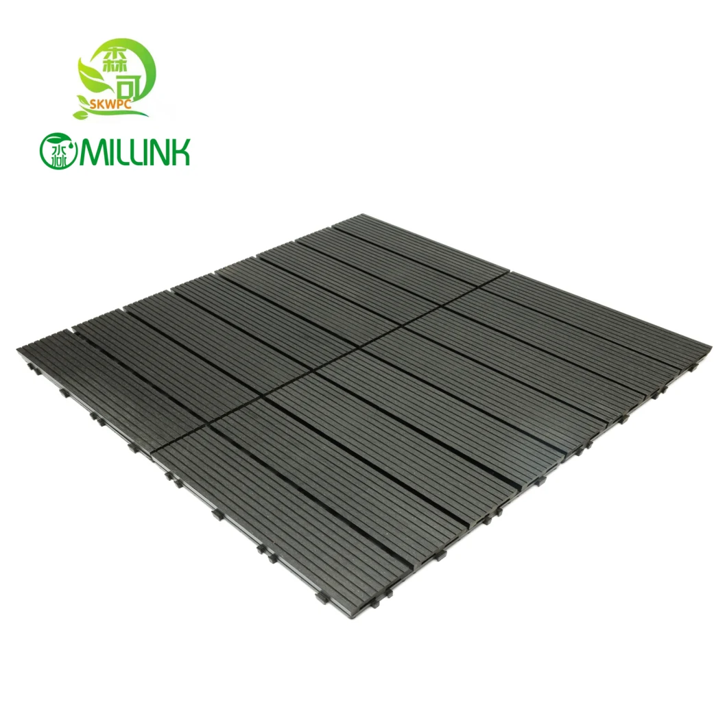 Wood Plastic WPC DIY Floor Boards Interlock Waterproof Outdoor Decking Tile 300*300mm DIY Wood Plastic Composite Hollow Tiles