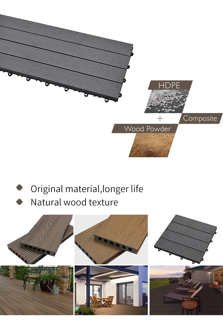 New Style Wood Plastic WPC DIY Floor Boards Interlock Waterproof Outdoor Decking Tile 300*300mm DIY Wood Plastic Composite Hollow Tiles