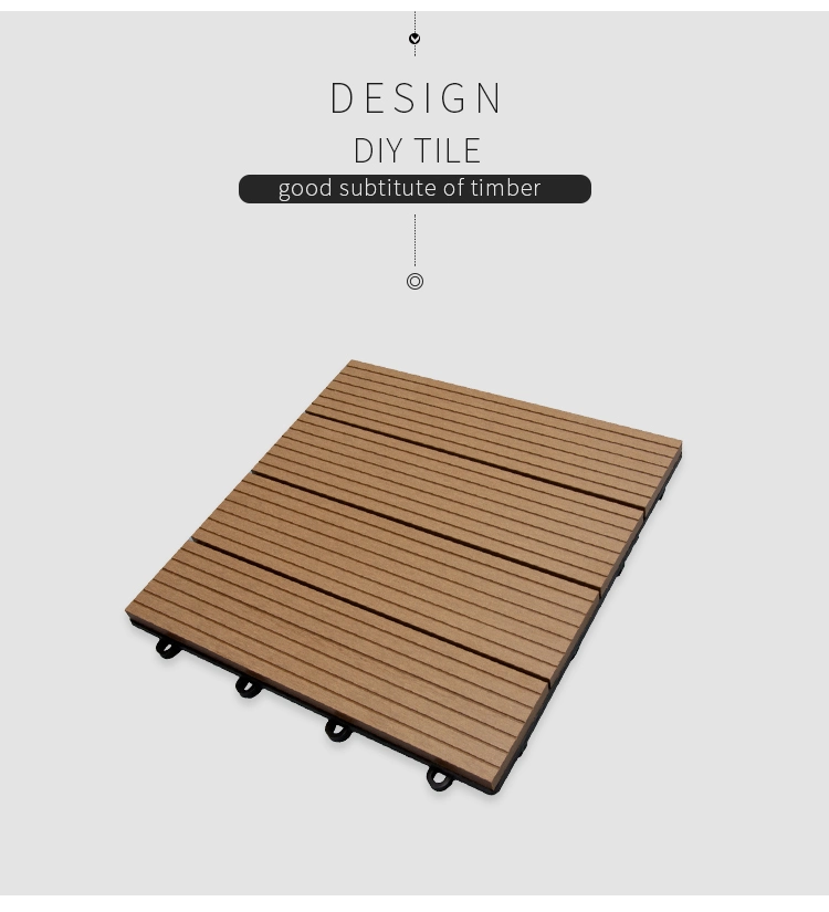 Wholesale Wood Plastic WPC DIY Floor Boards Interlock Waterproof Outdoor Decking Tile 300*300mm DIY Wood Plastic Composite Hollow Tiles